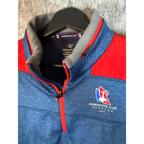 Vineyard Vines Performance Womens 2017 Americas Cup 1/4 Zip Packable Hood - Med - Picture 4 of 10